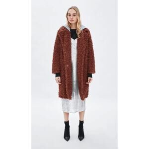 Zara Hooded Teddy Longline Coat